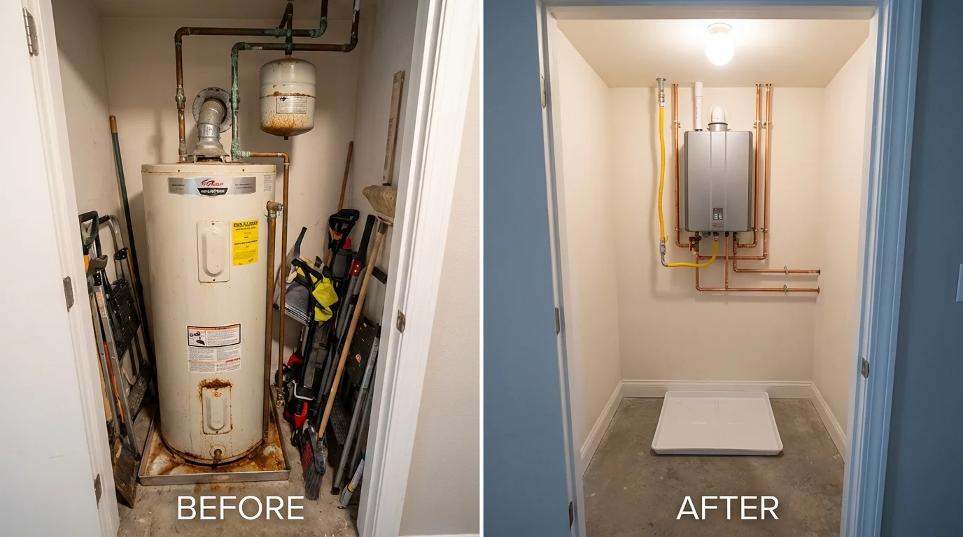 Tank water heater versus wall-mounted tankless unit comparison for Koloa, HI homeowners