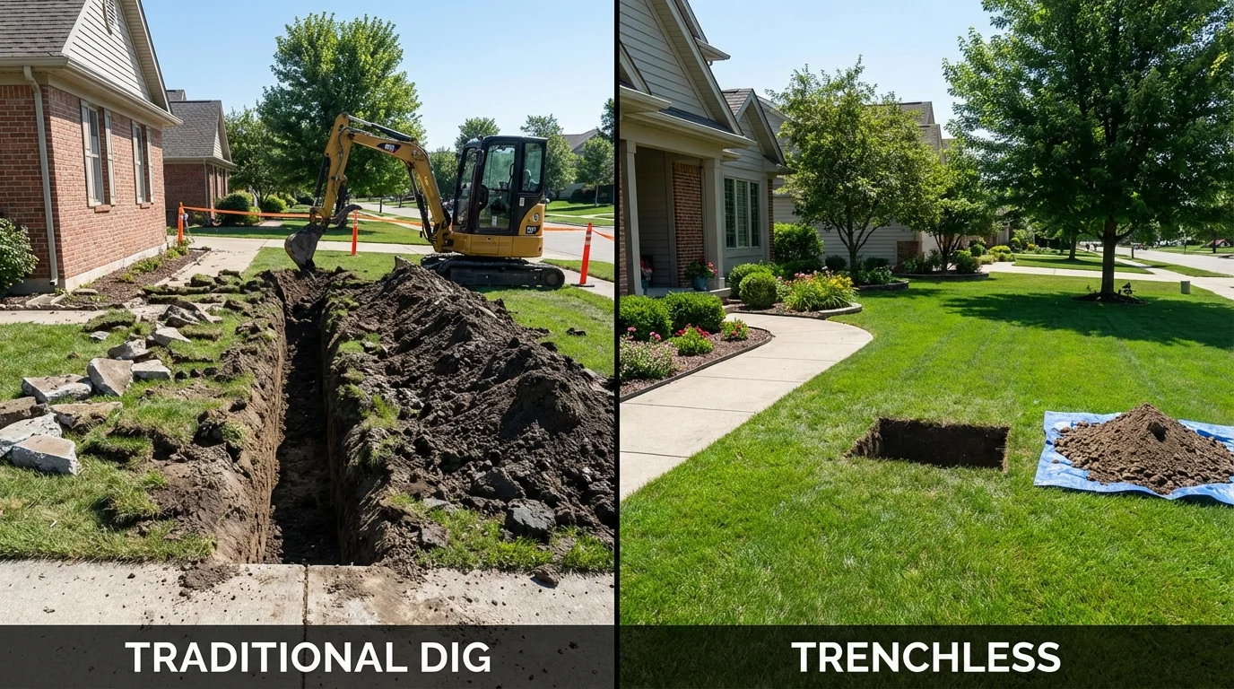 Trenchless sewer repair with minimal yard damage versus traditional excavation in Koloa, HI